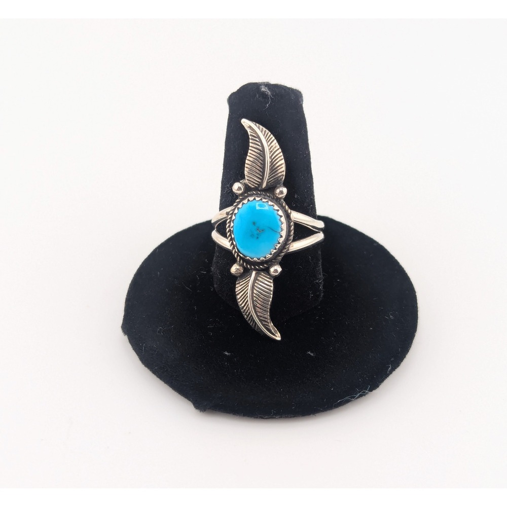 Navajo Kingman Turquoise Ring Sterling Silver Handmade NA Jewelry Sz 9US **